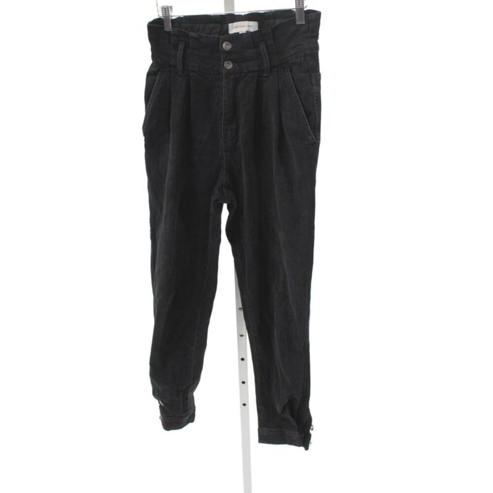 Something Navy Womens Paperbag Jeans Black Cotton High Rise Size 4
